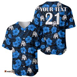 Custom Text And Number Bulldogs Rugby Baseball Jersey Shirt Polynesian Style With Hibiscus