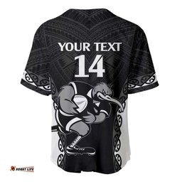 Aotearoa Rugby Custom Baseball Jersey Shirt Maori Kiwi Mascot Style