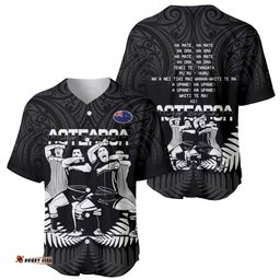 New Zealand Silver Fern Rugby Baseball Jersey Shirt Haka Dance With Aotearoa Maori Pattern