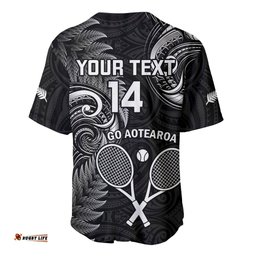 Custom New Zealand Tiki Tennis Baseball Jersey Shirt 2024 Aotearoa Tenehi Maori Silver Fern Black
