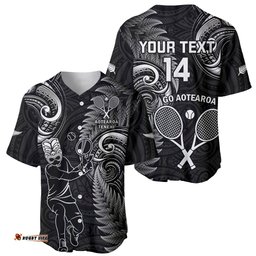 Custom New Zealand Tiki Tennis Baseball Jersey Shirt 2024 Aotearoa Tenehi Maori Silver Fern Black