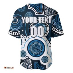 Custom Personalised And Number Blues AFL Baseball Jersey Shirt Aboriginal Patterns 03