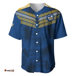Custom Text And Number Parramatta Eels Rugby Baseball Jersey Shirt Simple Hawaiian Palms Leaf
