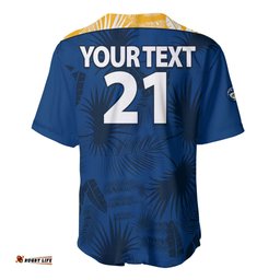 Custom Text And Number Parramatta Eels Rugby Baseball Jersey Shirt Simple Hawaiian Palms Leaf