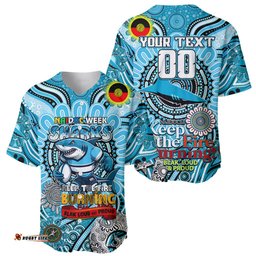 Custom NAIDOC Week 2024 Sharks Baseball Jersey Shirt Mascot Rugby