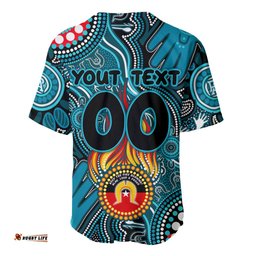 Personalised NAIDOC Week 2024 Port Adelaide Power Baseball Jersey Shirt Australian Aboriginal Hand Painting