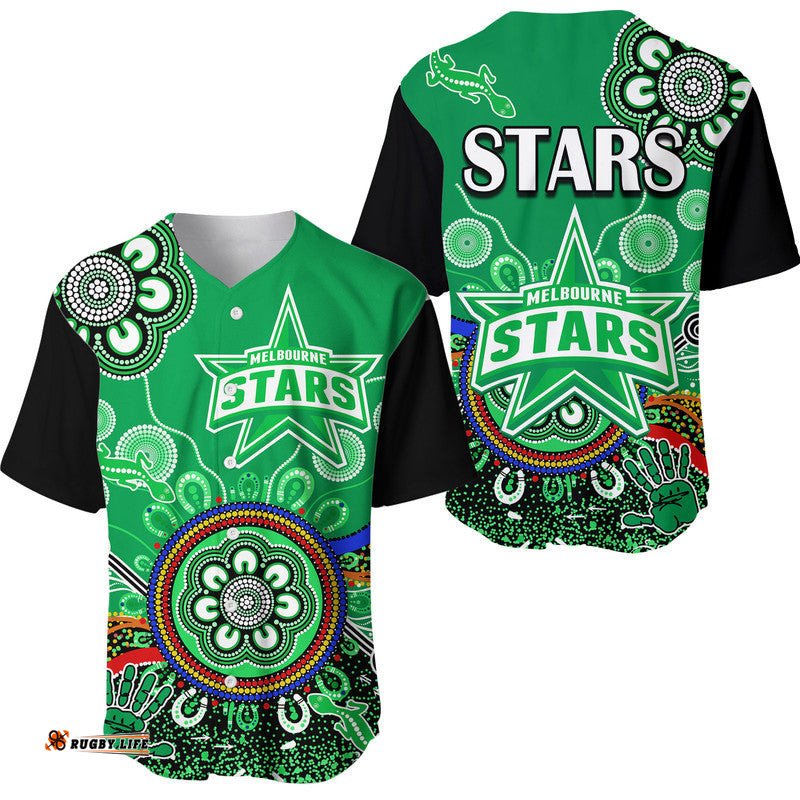 Melbourne Stars Baseball Jersey Shirt Cricket Indigenous Aboriginal Lizard Version