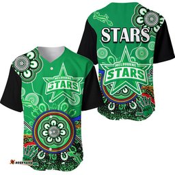 Melbourne Stars Baseball Jersey Shirt Cricket Indigenous Aboriginal Lizard Version
