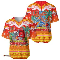 Dolphins Christmas Baseball Jersey Shirt Merry Xmas NRL Australia Rugby