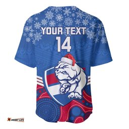 Custom Bulldogs Football Christmas Baseball Jersey Shirt Merry Xmas Mix Aboriginal Art