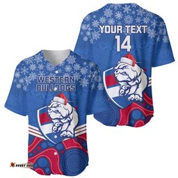 Custom Bulldogs Football Christmas Baseball Jersey Shirt Merry Xmas Mix Aboriginal Art