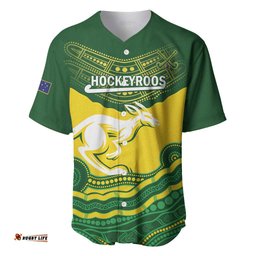 Custom Australia Hockeyroos Baseball Jersey Shirt Aussie Kangaroo Indigenous Art