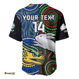 Custom Text And Number Rabbitohs Mix Eels Rugby Baseball Jersey Shirt Souths And Parra Indigenous