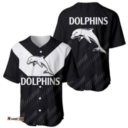 NRL Dolphins Rugby Baseball Jersey Shirt Simple Black Style