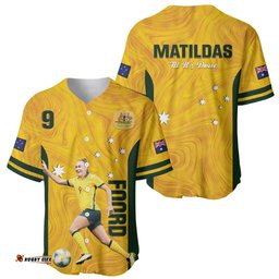 Australia Soccer Baseball Jersey Shirt Foord Matildas Gold Marble