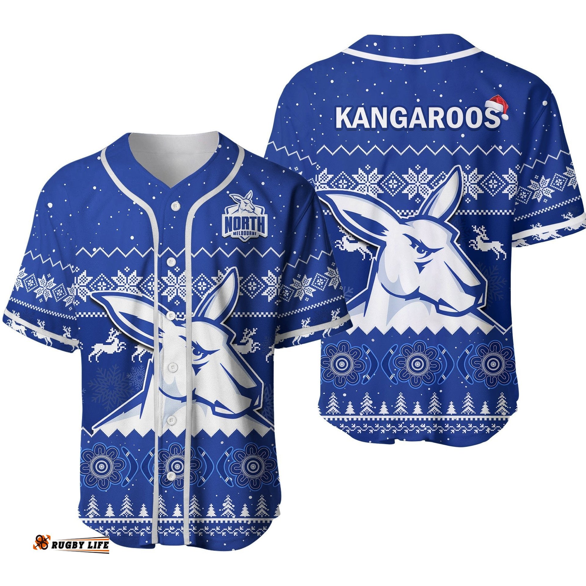 Melbourne Football Baseball Jersey Shirt North Kangaroos Indigenous Merry Christmas Ver.02