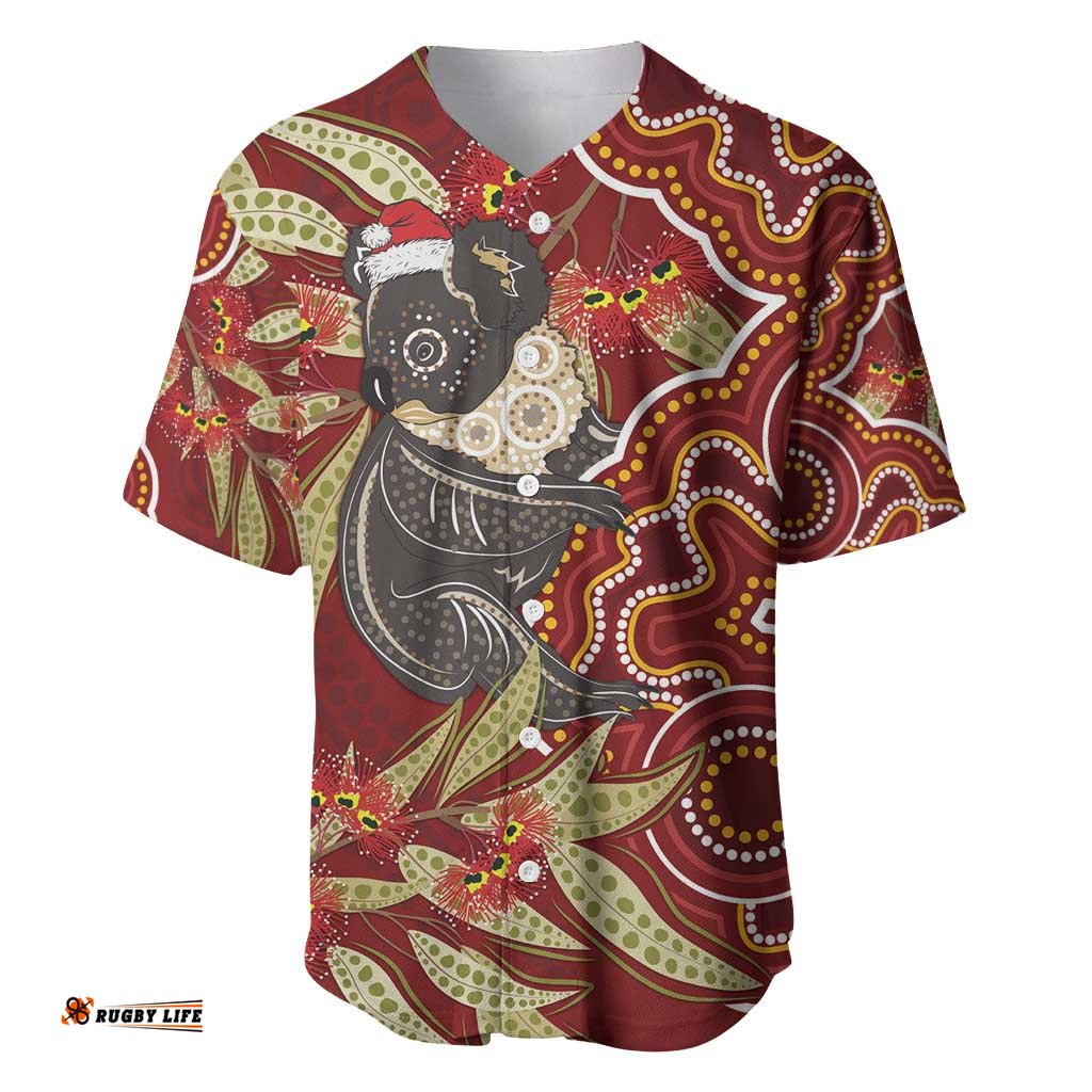 Australia Santa Koala Baseball Jersey Shirt Aboriginal Style
