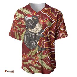 Australia Santa Koala Baseball Jersey Shirt Aboriginal Style