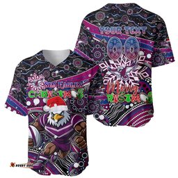Merry Christmas Manly Warringah Sea Eagles Baseball Jersey Shirt Aboriginal Santa Rugby Mascot Silvertails