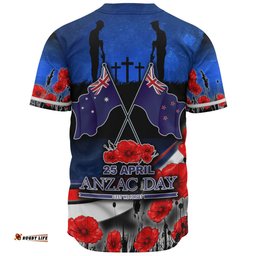 Australia Baseball Shirt - Anzac Day NZ Australia Poppies Flowers