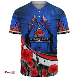 Australia Baseball Shirt - Anzac Day NZ Australia Poppies Flowers