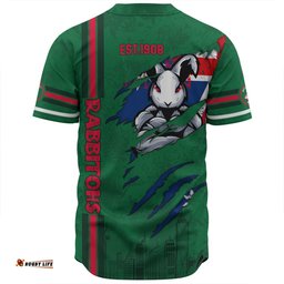 South Sydney Rabbitohs Baseball Shirt - Happy Australia Day Flag Scratch Style