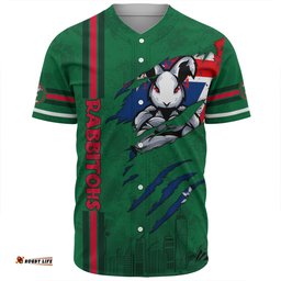 South Sydney Rabbitohs Baseball Shirt - Happy Australia Day Flag Scratch Style