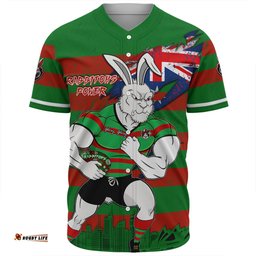 South Sydney Rabbitohs Baseball Shirt Custom For Die Hard Fan Australia Flag Scratch Style