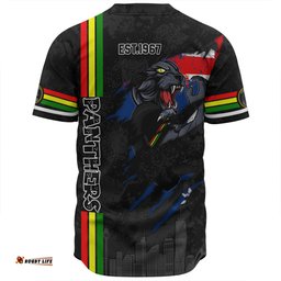 Penrith Panthers Baseball Shirt - Happy Australia Day Flag Scratch Style