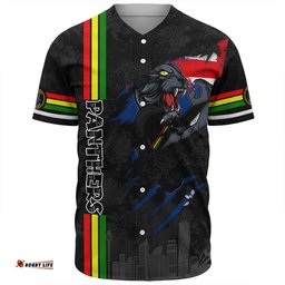 Penrith Panthers Baseball Shirt - Happy Australia Day Flag Scratch Style