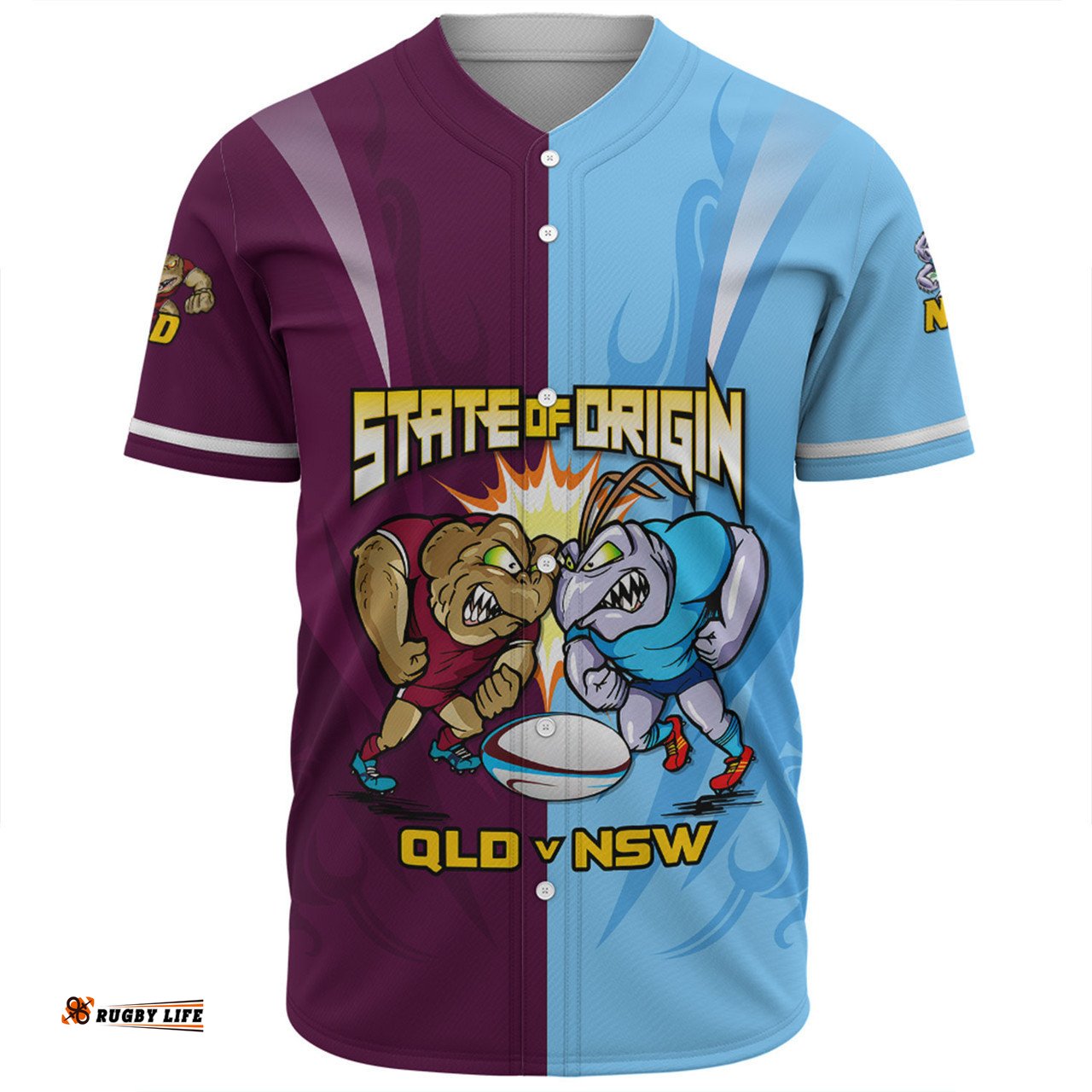 Queensland Maroons Baseball Shirt Custom State Of Origin 2024 Tough Fan Rugby For Life QLD vs NSW