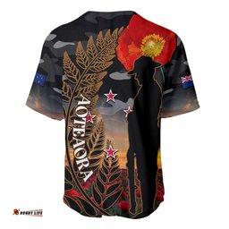 New Zealand ANZAC Day Baseball Jersey Shirt Lest We Forget Silver Fern With Camouflage
