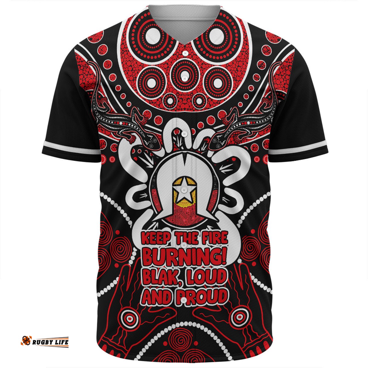 Australia Baseball Shirt Naidoc Week Aboriginal Inspired Dot Art Painting And Aussie Lizard