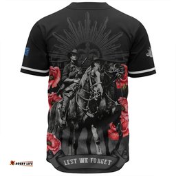 Australia Baseball Shirt - Anzac Day Lest We Forget The Light Horse