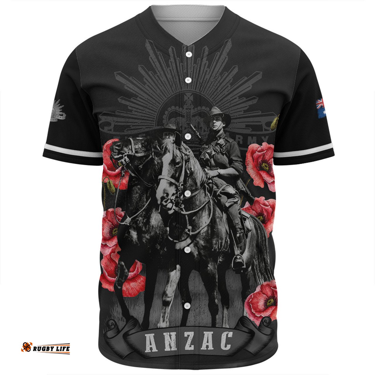 Australia Baseball Shirt - Anzac Day Lest We Forget The Light Horse