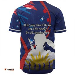 Australia Anzac Day Custom Baseball Shirt - Lest We Forget With Blue Camouflage Pattern Baseball Shirt