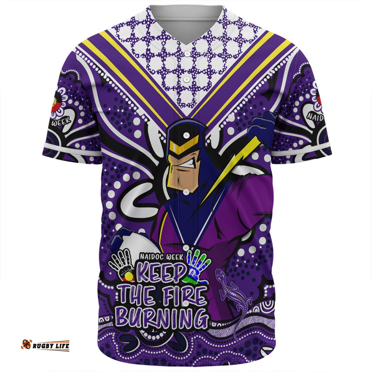 Melbourne Storm Baseball Shirt Aboriginal Inspired Naidoc Week Custom For Die Hard Fan Supporters