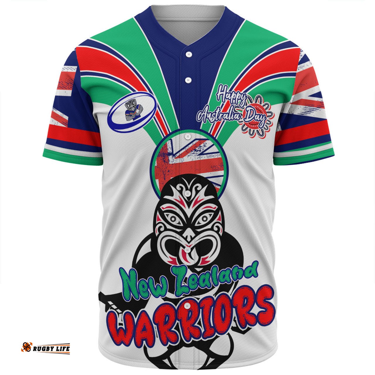 New Zealand Warriors Baseball Shirt - Happy Australia Day We Are One And Free V2
