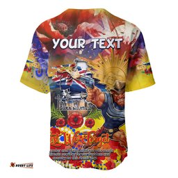 Personalised Australia Rugby Cowboys ANZAC Baseball Jersey Shirt North Queensland Scratch Style
