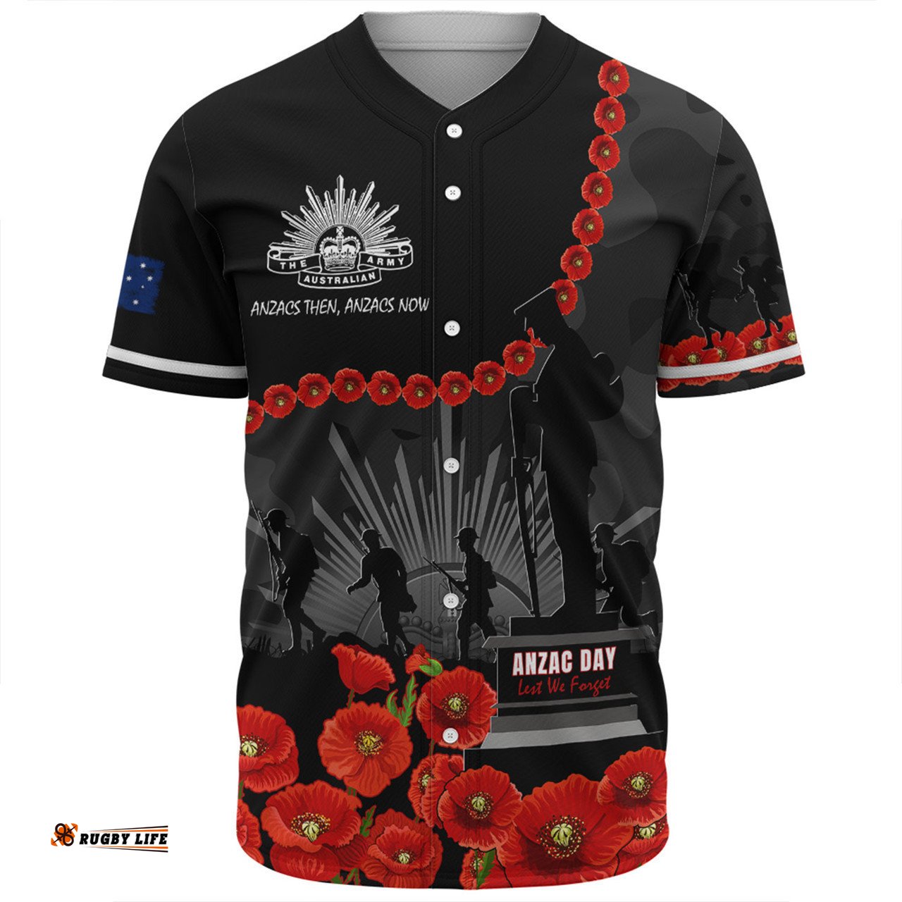 Australia Anzac Day Baseball Shirt - Anzac Day Lest We Forget Camouflage Pattern Baseball Shirt