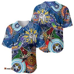 Personalised Bulldogs NAIDOC Week 2024 Baseball Jersey Shirt Australia Aboriginal Dot Painting