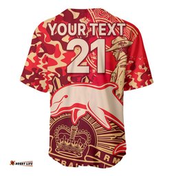 Custom Text And Number NRL ANZAC Dolphins Baseball Jersey Shirt Camouflage 09