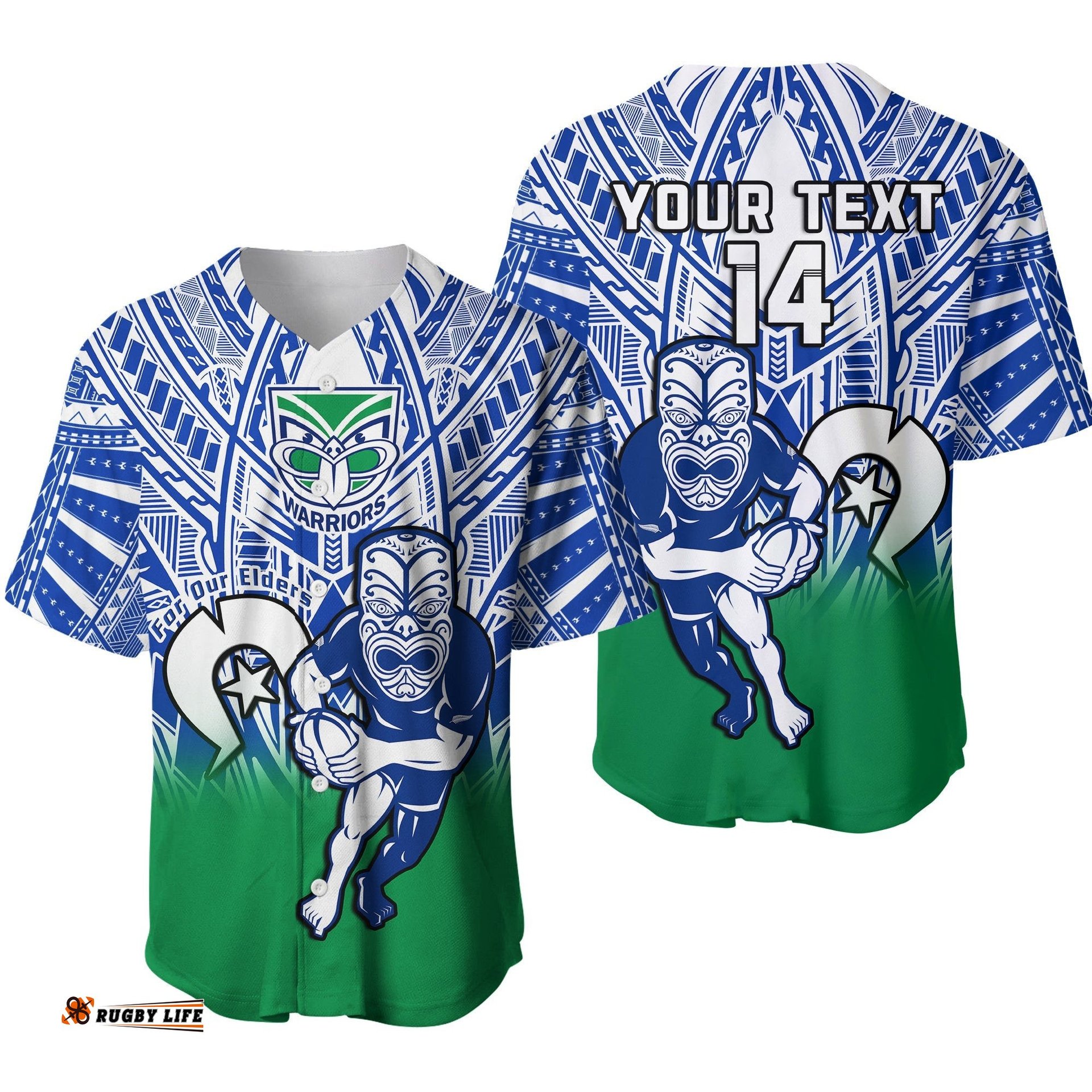 Custom Text And Number Warriors Rugby NAIDOC Baseball Jersey Shirt New Zealand Tiki For Our Elders Ver.01