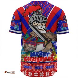 Newcastle Knights Christmas Custom Baseball Shirt - Newcastle Knights Santa Aussie Big Things Baseball Shirt