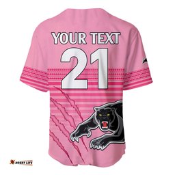 Custom Text And Number Penrith Panthers Rugby Baseball Jersey Shirt Authentic Permiers Pink Version