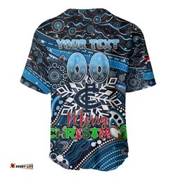 Merry Christmas AFL Carlton Blues Baseball Jersey Shirt Aboriginal Santa Football Mascot
