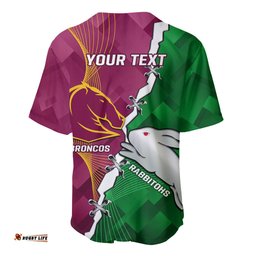 Personalised Broncos And Rabbitohs Baseball Jersey Shirt 2024 Together Dynamic Style