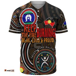 Australia Baseball Shirt Naidoc Week Keep The Fire Burning Aboriginal Dot Art