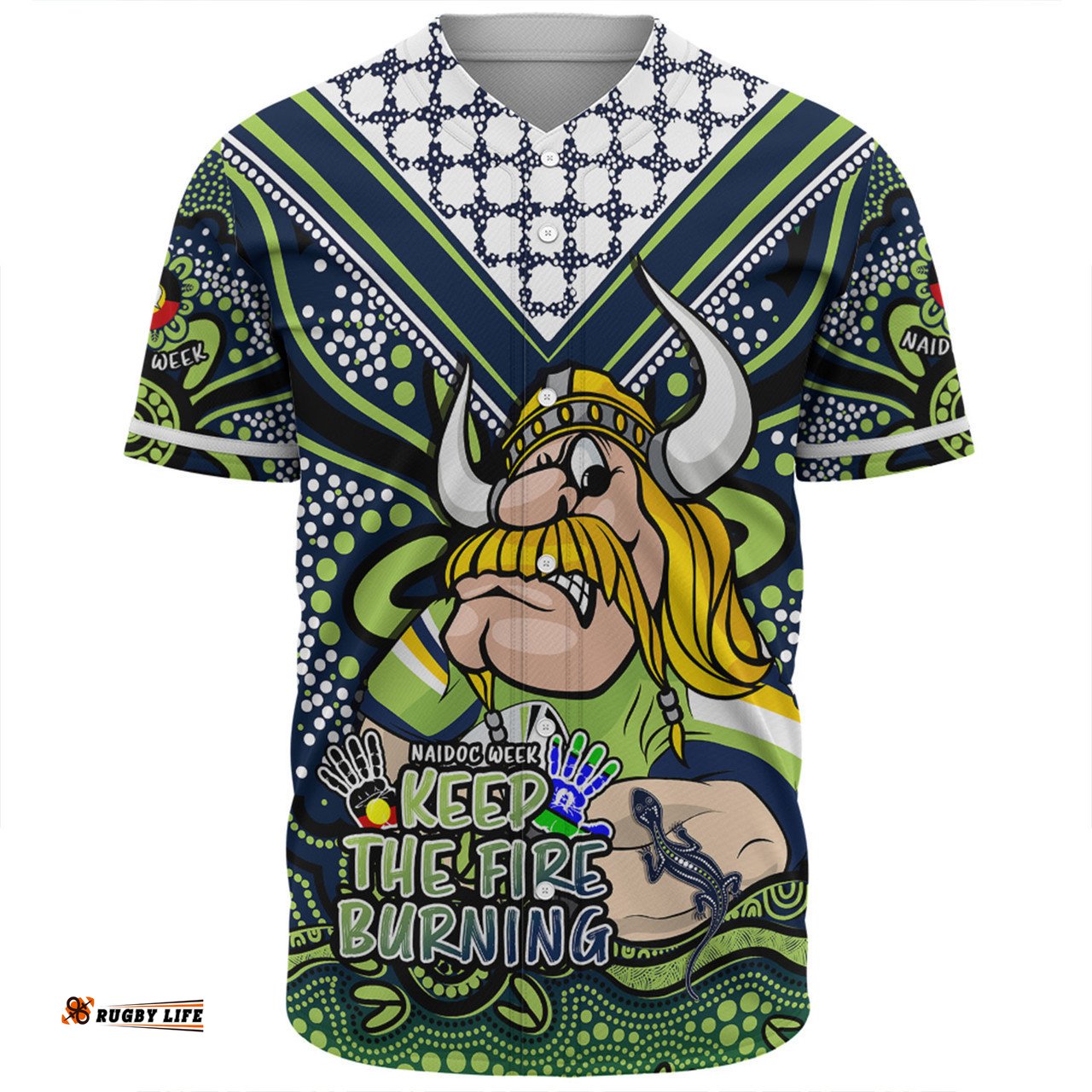 Canberra Raiders Baseball Shirt Aboriginal Inspired Naidoc Week Custom For Die Hard Fan Supporters