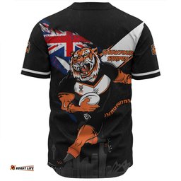 Wests Tigers Baseball Shirt Custom For Die Hard Fan Australia Flag Scratch Style